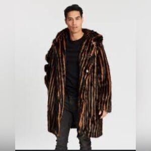 Hooded Urban Outfitters Faux Fur Coat